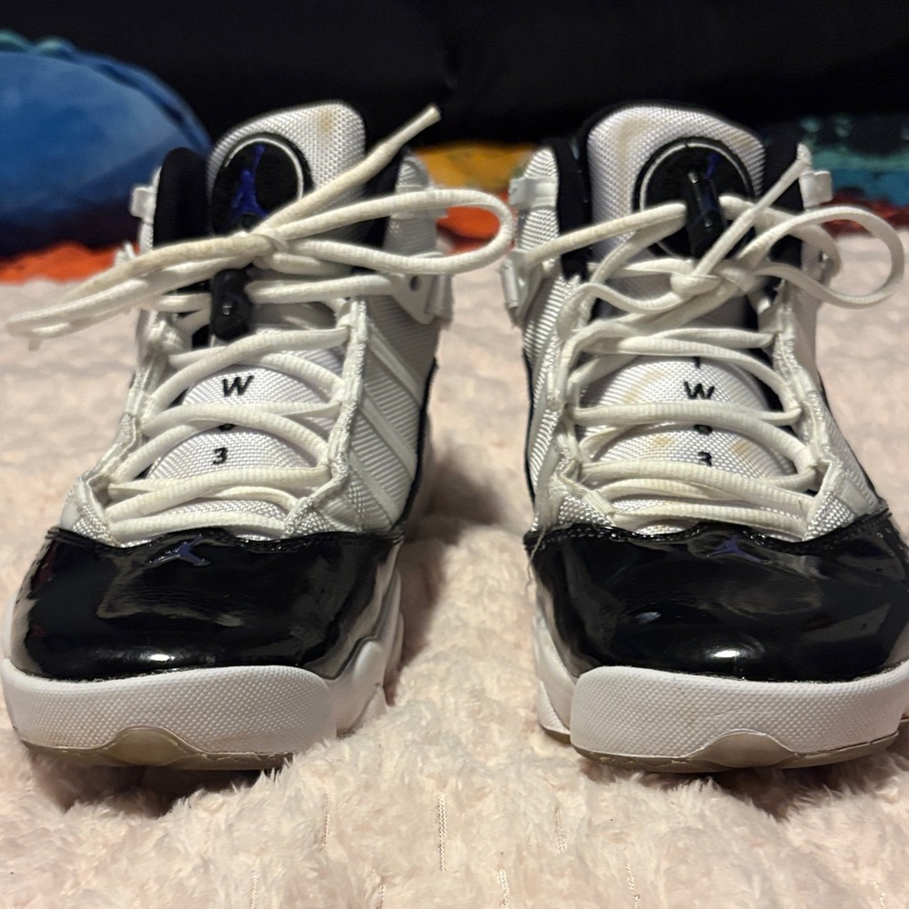 Jordan Black,White, and Purple Sneakers